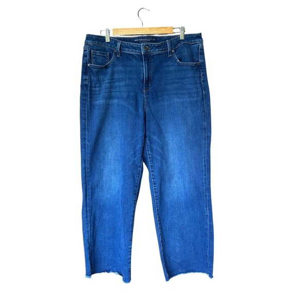 Chico's Denim - Chico’s High Rise Straight Leg‎ Jeans Women’s Size 18R (3.5R) Raw Hem Blue Denim